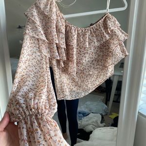One shoulder crop top blouse